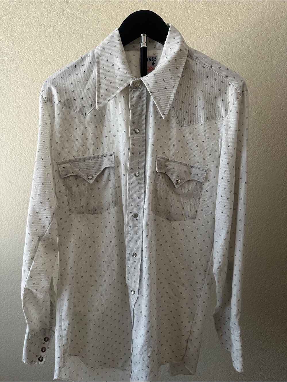 Vintage Men's White Patterned Western Shirt